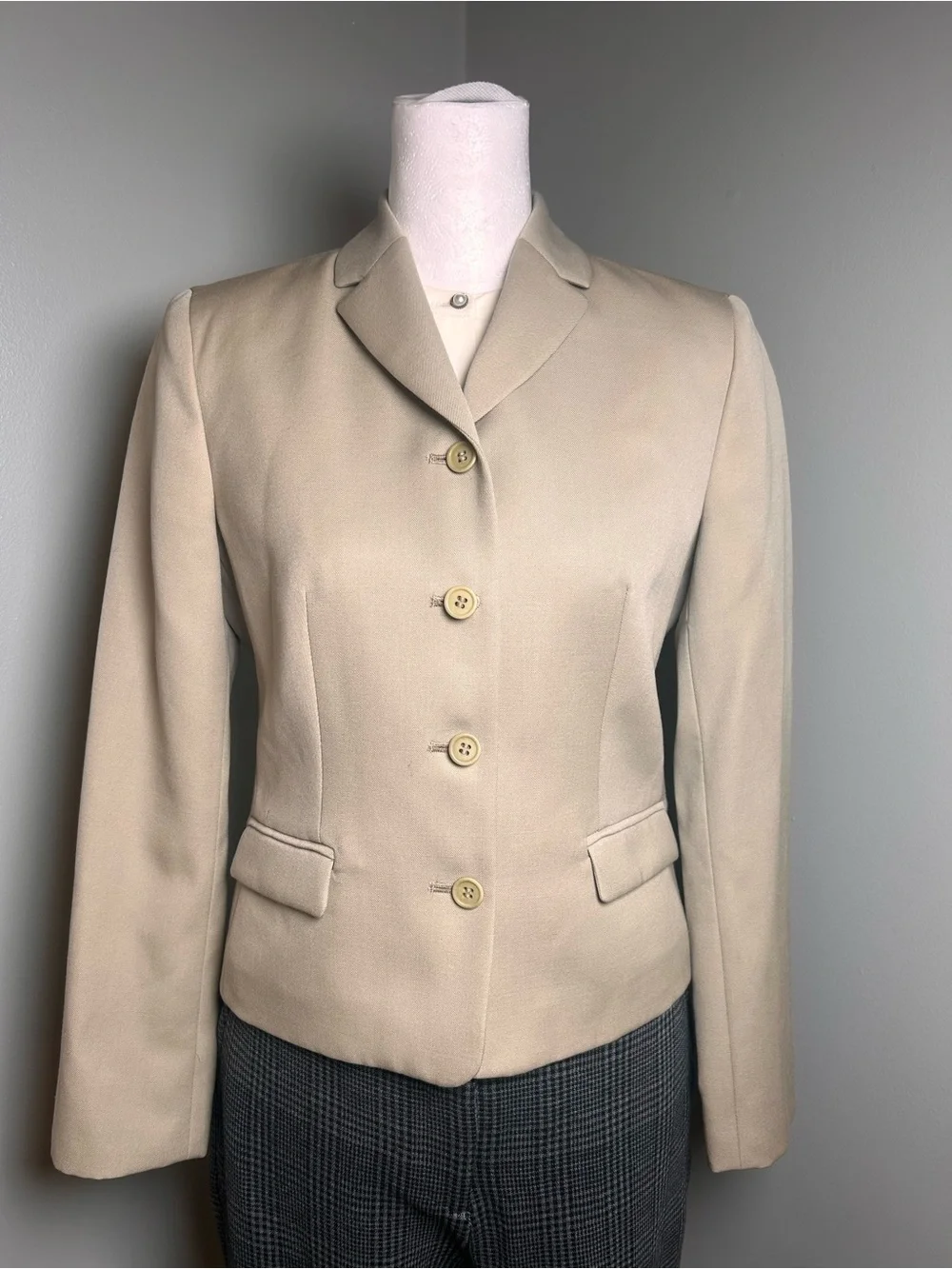 J.Crew Beige 4 Button Tailored Blazer Estimated Size 0-2